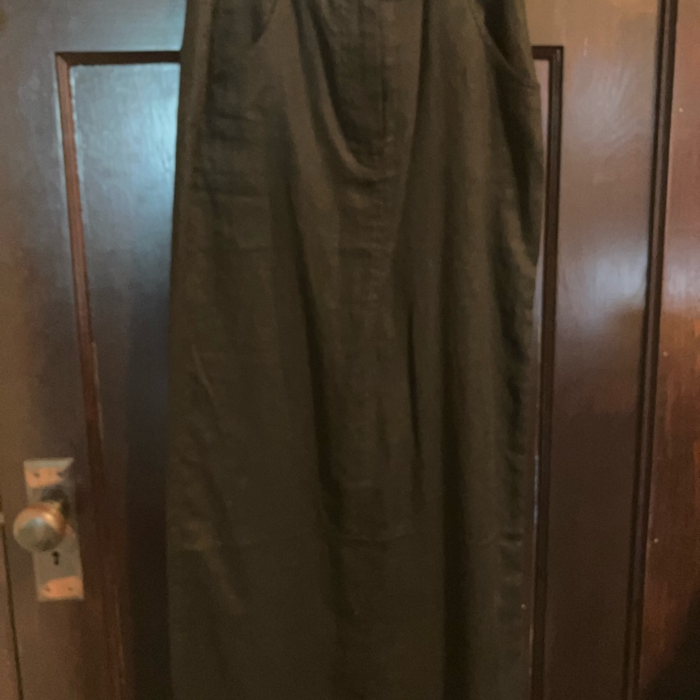 Black denim maxi skirt